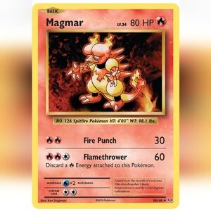 Magmar Pokemon Card 🔥 80 HP 🟡 20/108